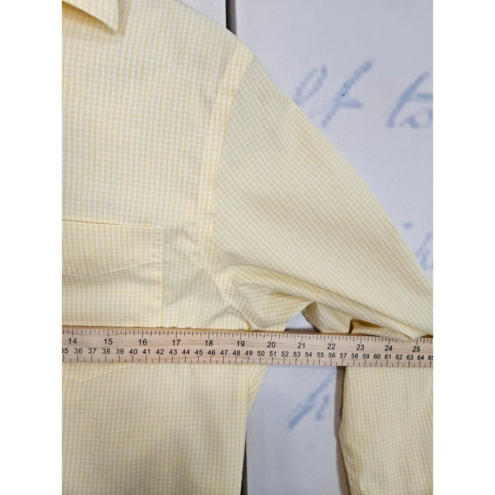 Banana Republic Button Down Shirt S Yellow Gingham Slim Fit Non Iron Cotton